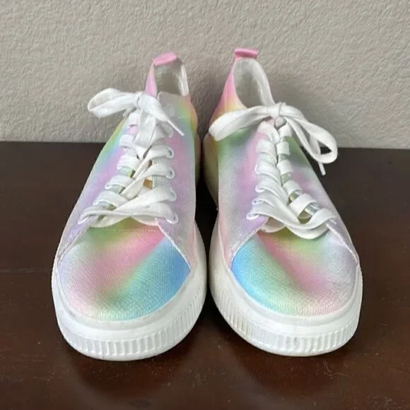 New BP Sonny Fab Platform Sneaker in Pastel Tie Dye Rainbow Sz 9 - Picture 4 of 10